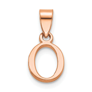 14k Rose Gold Polished O Block Initial Pendant