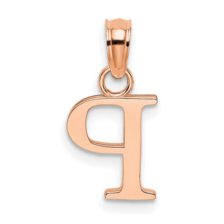 14k Rose Gold Polished P Block Initial Pendant