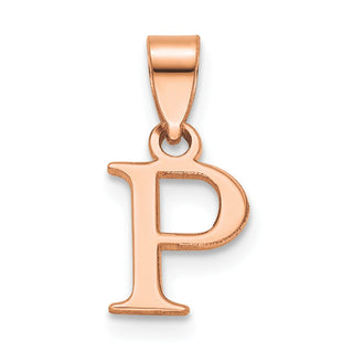 14k Rose Gold Polished P Block Initial Pendant
