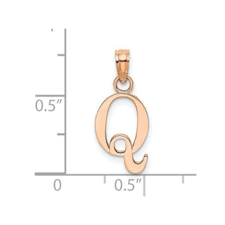 14K Rose Gold Polished Q Block Initial Pendant