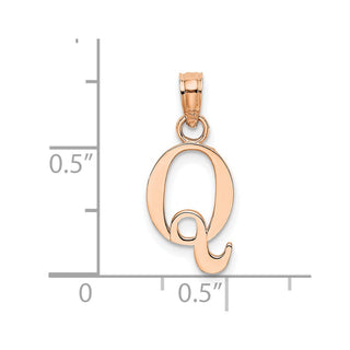 14K Rose Gold Polished Q Block Initial Pendant