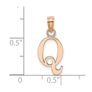 14K Rose Gold Polished Q Block Initial Pendant