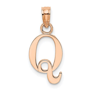 14K Rose Gold Polished Q Block Initial Pendant