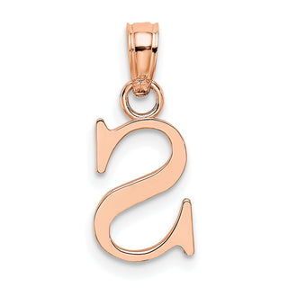 14k Rose Gold Polished S Block Initial Pendant
