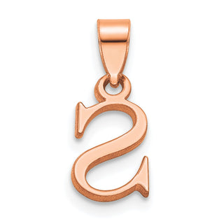 14k Rose Gold Polished S Block Initial Pendant