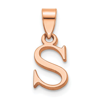 14k Rose Gold Polished S Block Initial Pendant