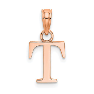 14k Rose Gold Polished T Block Initial Pendant