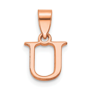 14K Rose Gold Polished U Block Initial Pendant