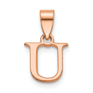 14K Rose Gold Polished U Block Initial Pendant