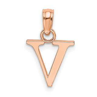 14k Rose Gold Polished V Block Initial Pendant