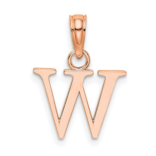 14K Rose Gold Polished W Block Initial Pendant