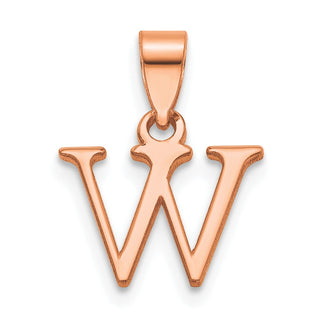 14K Rose Gold Polished W Block Initial Pendant
