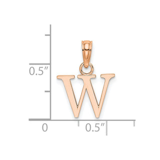 14K Rose Gold Polished W Block Initial Pendant