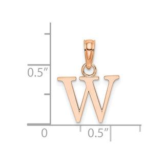 14K Rose Gold Polished W Block Initial Pendant