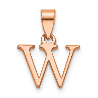 14K Rose Gold Polished W Block Initial Pendant