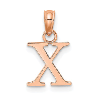 14K Rose Gold Polished X Block Initial Pendant