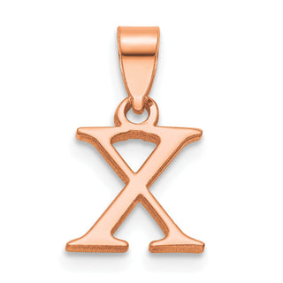 14K Rose Gold Polished X Block Initial Pendant