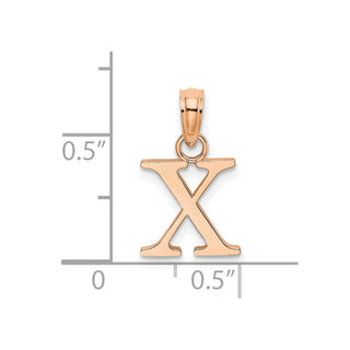 14K Rose Gold Polished X Block Initial Pendant