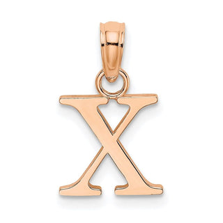14K Rose Gold Polished X Block Initial Pendant