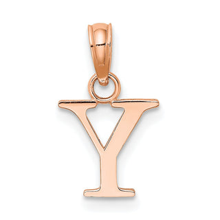 14K Rose Gold Polished Y Block Initial Pendant