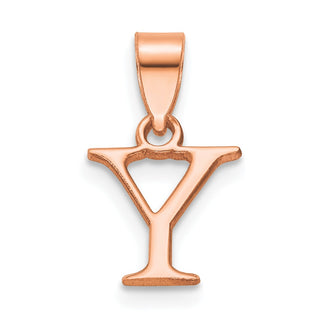 14K Rose Gold Polished Y Block Initial Pendant