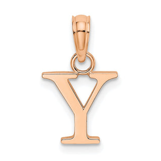 14K Rose Gold Polished Y Block Initial Pendant
