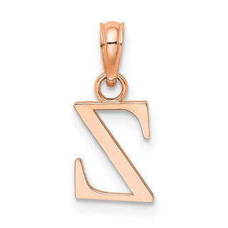 14K Rose Gold Polished Z Block Initial Pendant