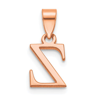 14K Rose Gold Polished Z Block Initial Pendant