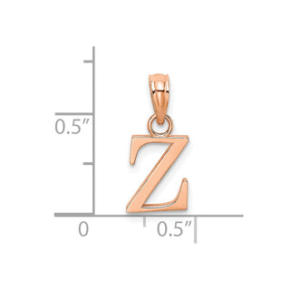 14K Rose Gold Polished Z Block Initial Pendant