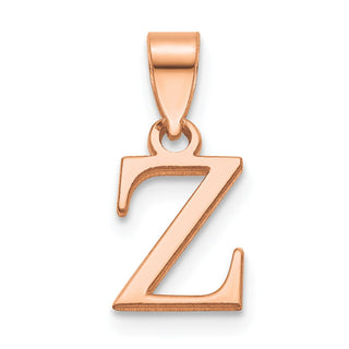 14K Rose Gold Polished Z Block Initial Pendant