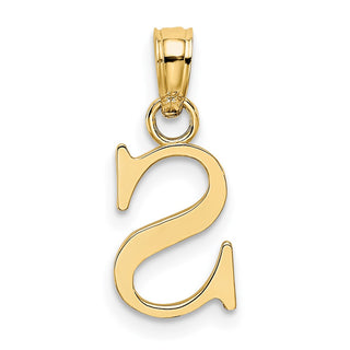 14k Yellow Gold Polished S Block Initial Pendant