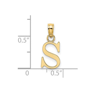 14k Yellow Gold Polished S Block Initial Pendant