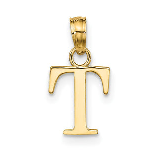 14k Yellow Gold Polished Letter T Initial Pendant K6423T