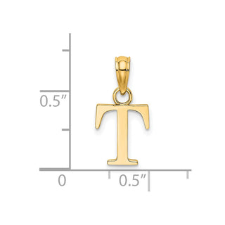14k Yellow Gold Polished Letter T Initial Pendant K6423T