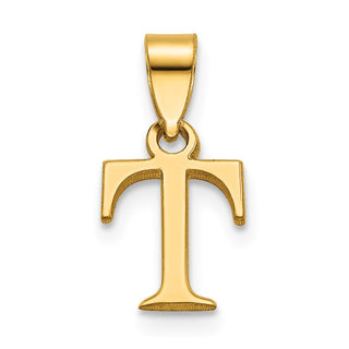 14k Yellow Gold Polished Letter T Initial Pendant K6423T