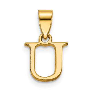 14k Yellow Gold Polished Block Letter U Initial Pendant