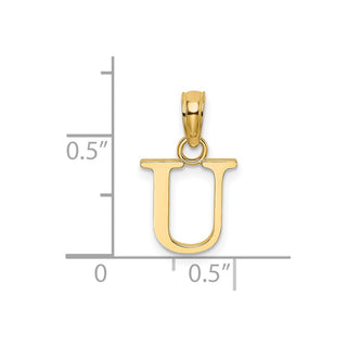 14k Yellow Gold Polished Block Letter U Initial Pendant
