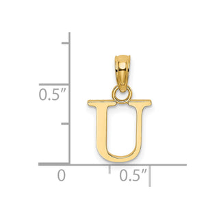14k Yellow Gold Polished Block Letter U Initial Pendant