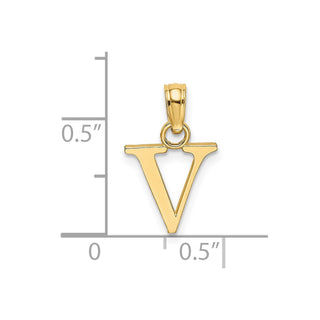14k Yellow Gold Polished V Block Initial Pendant