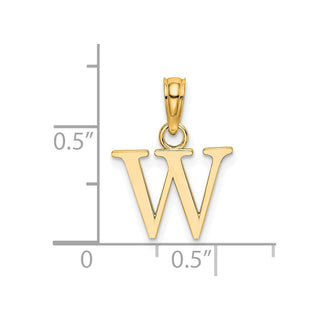 14k Yellow Gold Polished W Block Initial Pendant