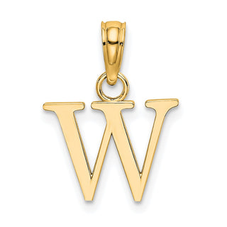 14k Yellow Gold Polished W Block Initial Pendant