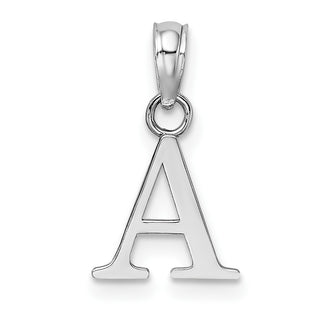 14k White Gold Polished A Block Initial Pendant