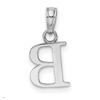 14k White Gold Polished B Block Initial Pendant