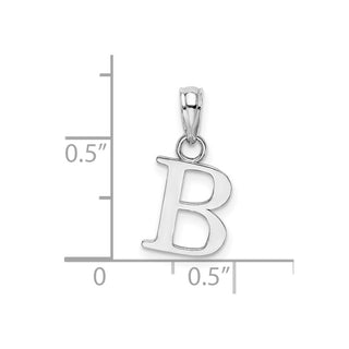 14k White Gold Polished B Block Initial Pendant
