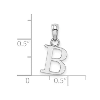 14k White Gold Polished B Block Initial Pendant