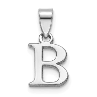 14k White Gold Polished B Block Initial Pendant
