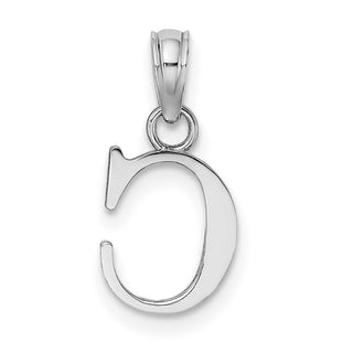 14k White Gold Polished C Block Initial Pendant