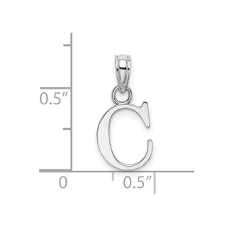 14k White Gold Polished C Block Initial Pendant