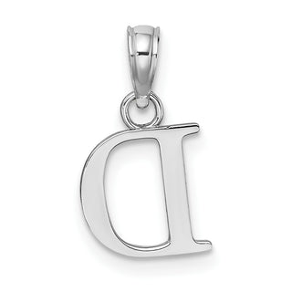 14k White Gold Polished D Block Initial Pendant