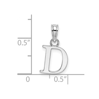 14k White Gold Polished D Block Initial Pendant
